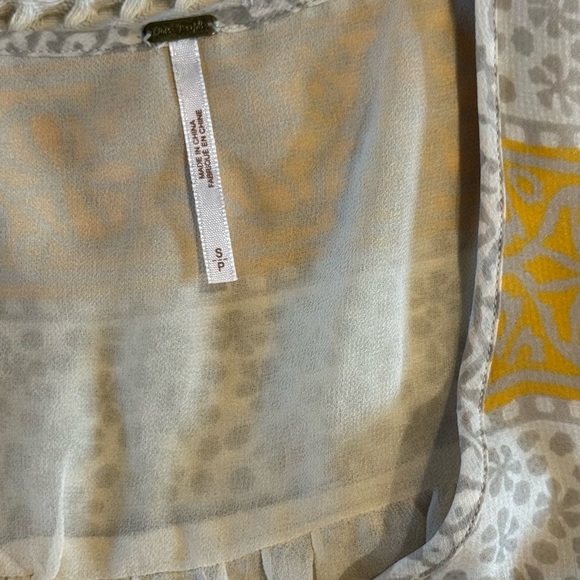 Free People Long Sleeve Dress in Yellow and Cream - Picture 2 of 5